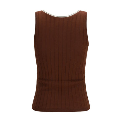 Brunello Cucinelli Bordeaux Wool Oves Aries Sleeveles T-Shirt