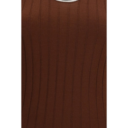 Brunello Cucinelli Bordeaux Wool Oves Aries Sleeveles T-Shirt
