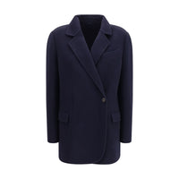 Giacca lunga Brunello Cucinelli in lana blu Oves Aries