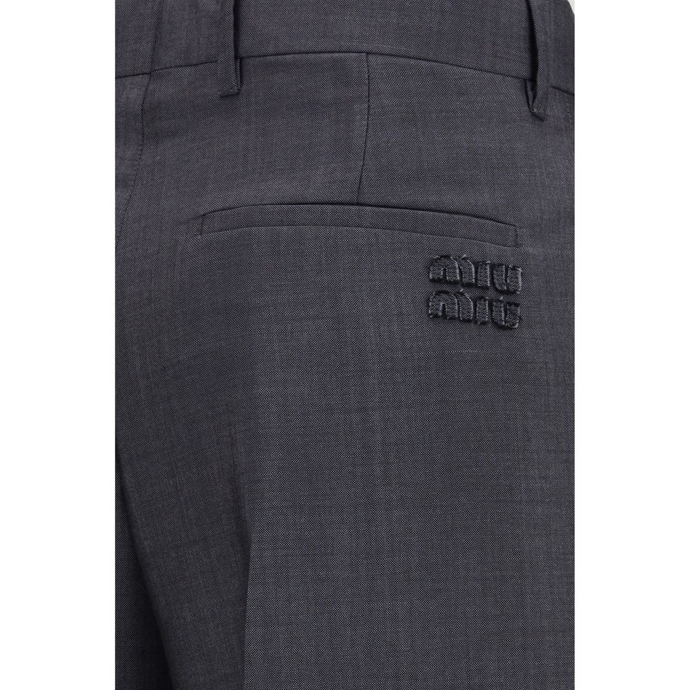 Pantaloni eleganti Miu Miu Oves Aries in lana grigia