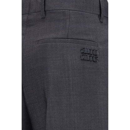 Pantaloni eleganti Miu Miu Oves Aries in lana grigia