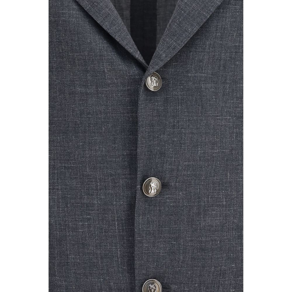 Blazer Brunello Cucinelli in lana grigia Oves Aries