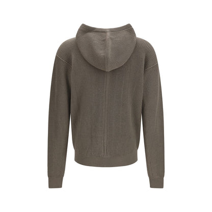 Felpa con cappuccio Rick Owens Oves Aries in lana grigia