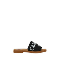 Sandali piatti Chloé in cotone nero