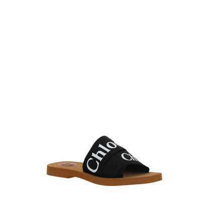 Sandali piatti Chloé in cotone nero