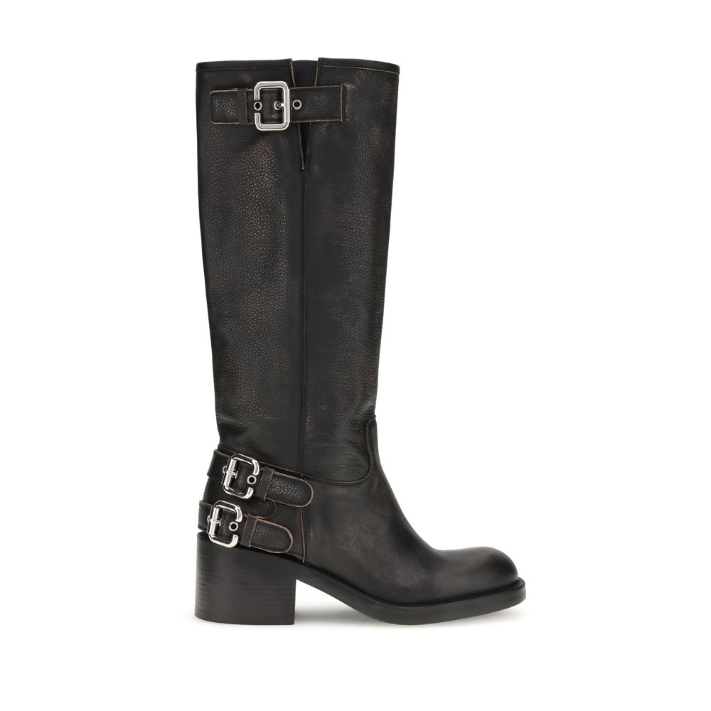 Bottes à lacets Chloé en cuir de veau noir Bos Taurus