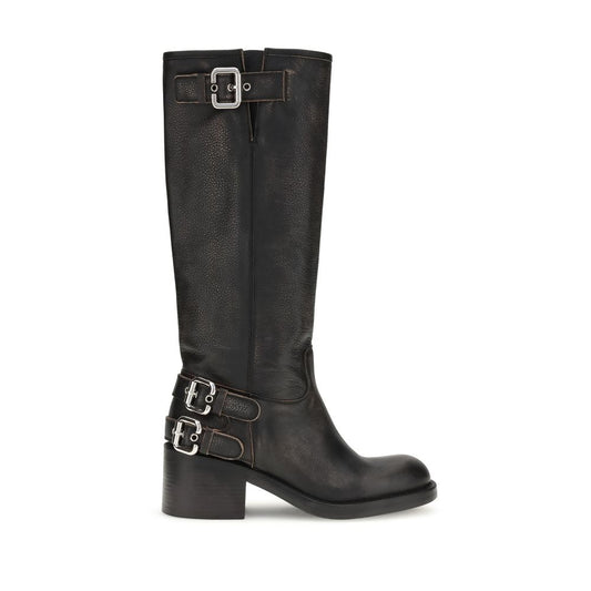 Stivali stringati Chloé in pelle di vitello nera Bos Taurus