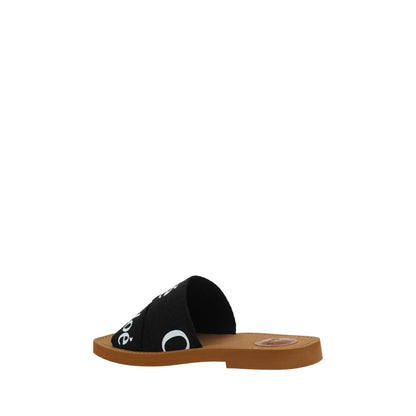 Sandali piatti Chloé in cotone nero