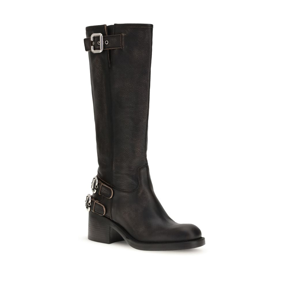 Bottes à lacets Chloé en cuir de veau noir Bos Taurus
