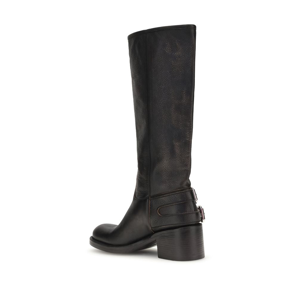 Bottes à lacets Chloé en cuir de veau noir Bos Taurus