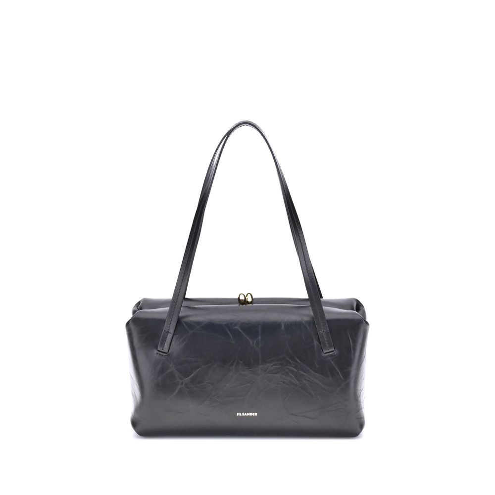 Borsa a spalla Jil Sander in pelle di vitello nera Bos Taurus