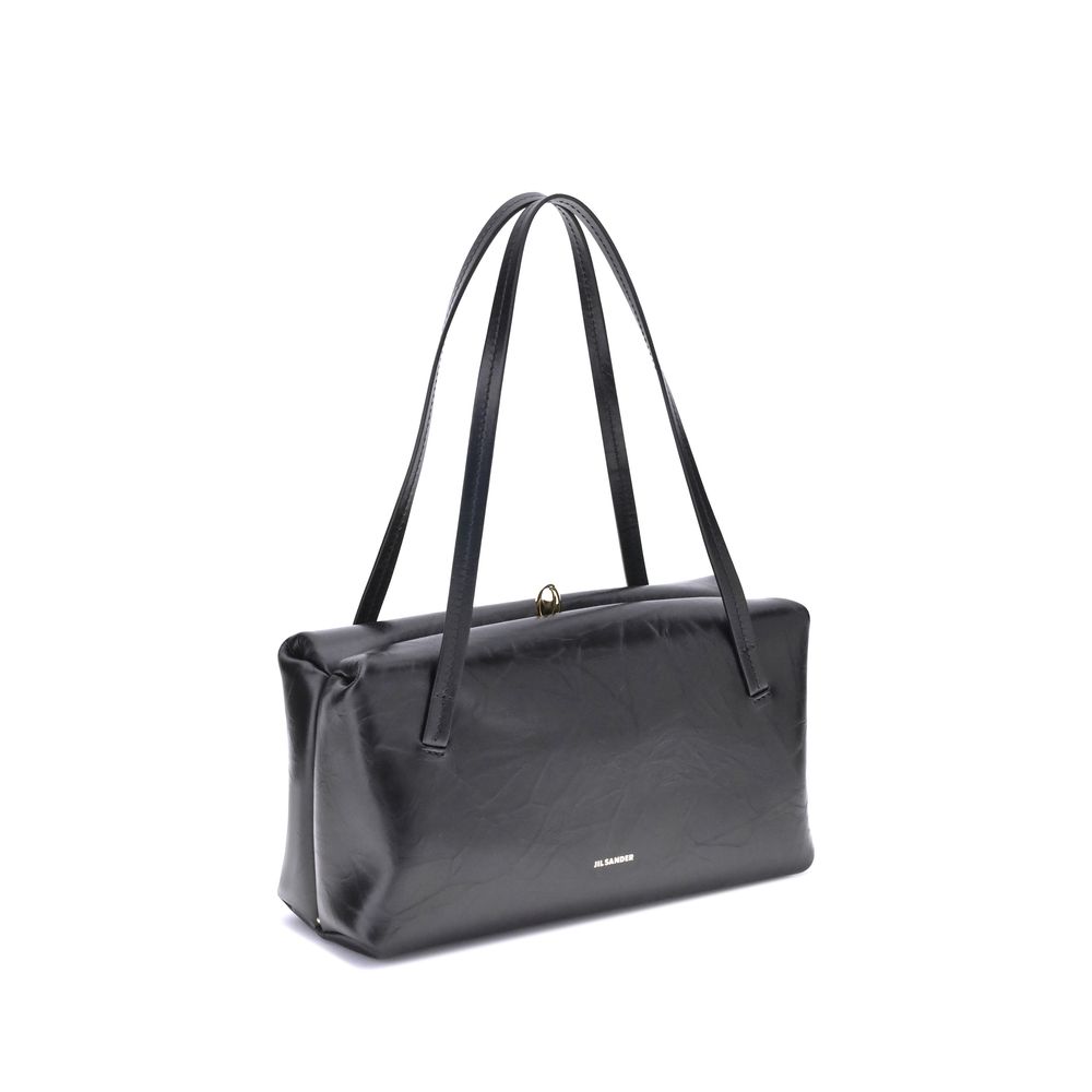 Borsa a spalla Jil Sander in pelle di vitello nera Bos Taurus