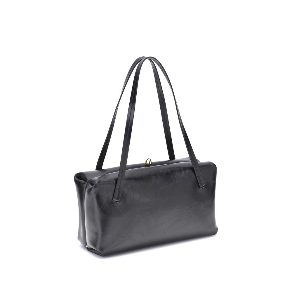 Borsa a spalla Jil Sander in pelle di vitello nera Bos Taurus