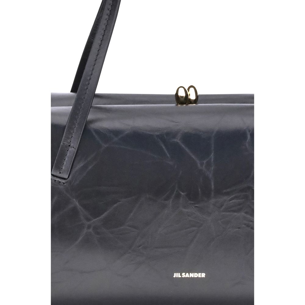 Borsa a spalla Jil Sander in pelle di vitello nera Bos Taurus