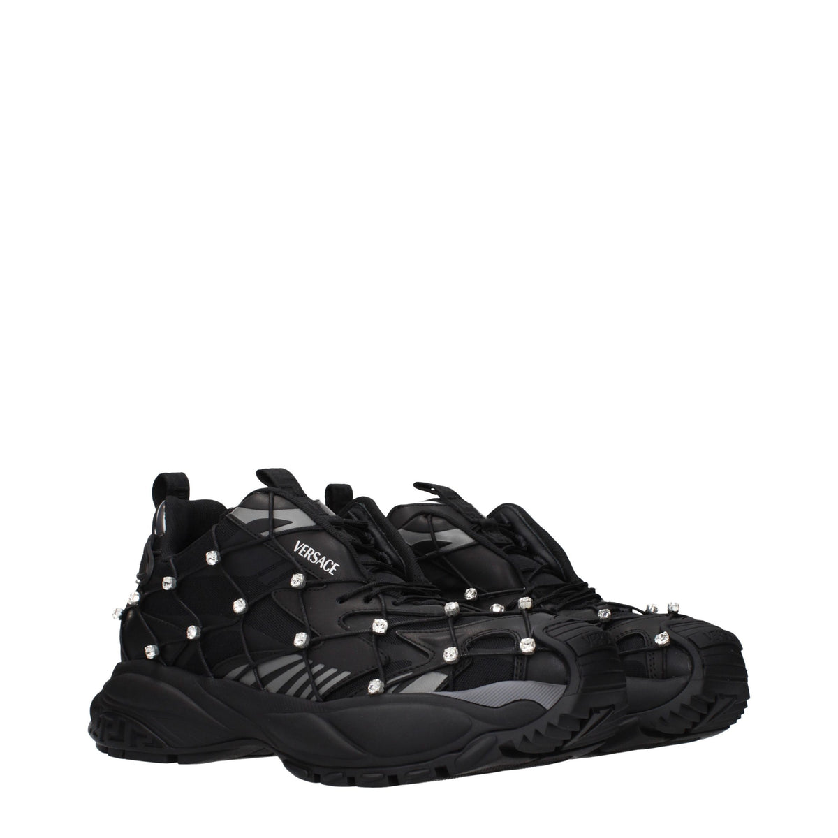 Baskets en tissu noir Versace