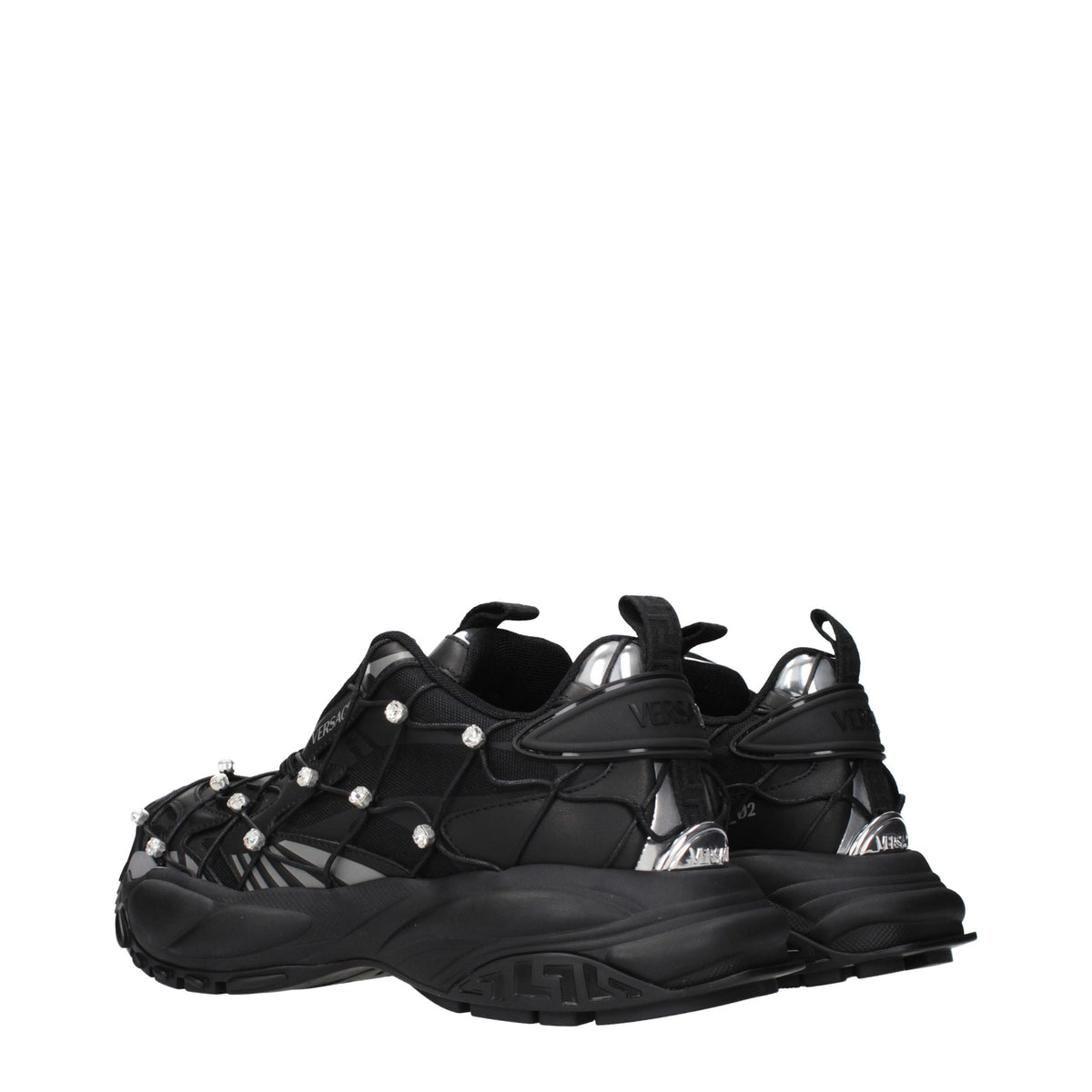 Baskets Chunky Versace en Tissu Noir