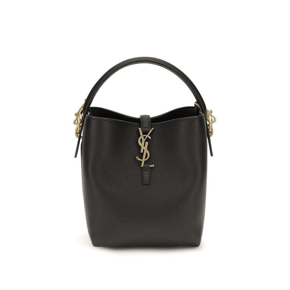 Borsa a secchiello Saint Laurent in pelle di vitello nera Bos Taurus