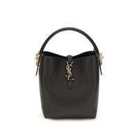 Borsa a secchiello Saint Laurent in pelle di vitello nera Bos Taurus