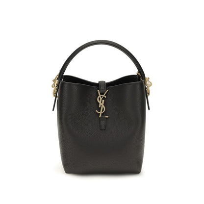 Borsa a secchiello Saint Laurent in pelle di vitello nera Bos Taurus
