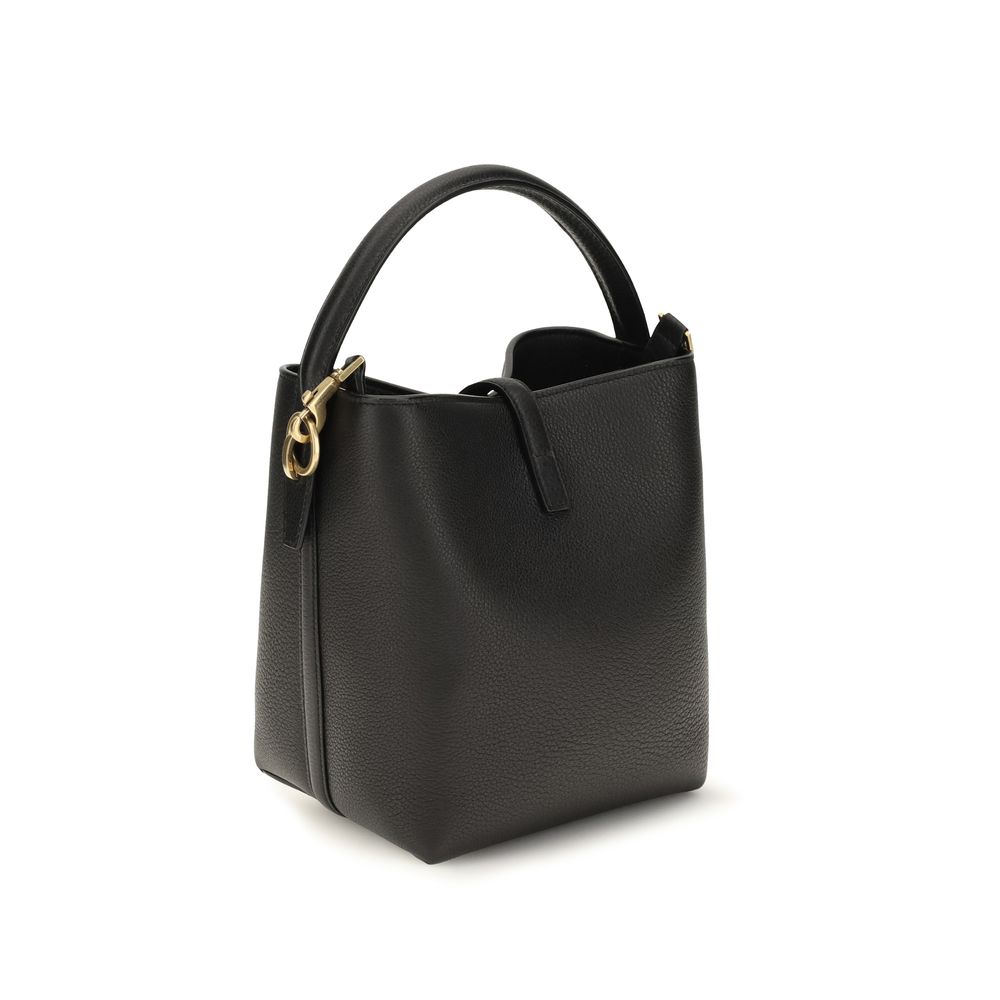 Borsa a secchiello Saint Laurent in pelle di vitello nera Bos Taurus