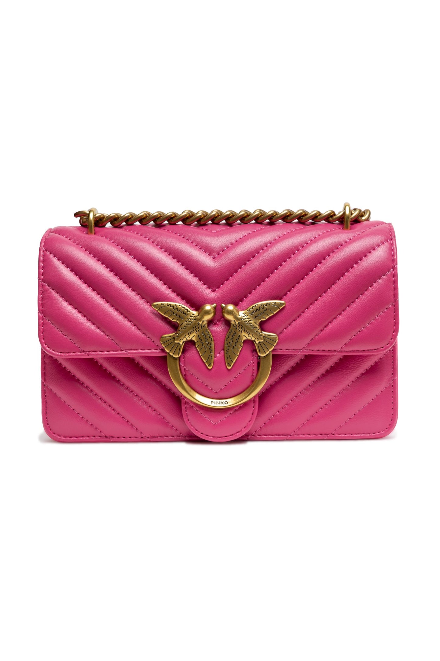 PINKO Borsa a Spalla Mini Love One in Pelle Rosa