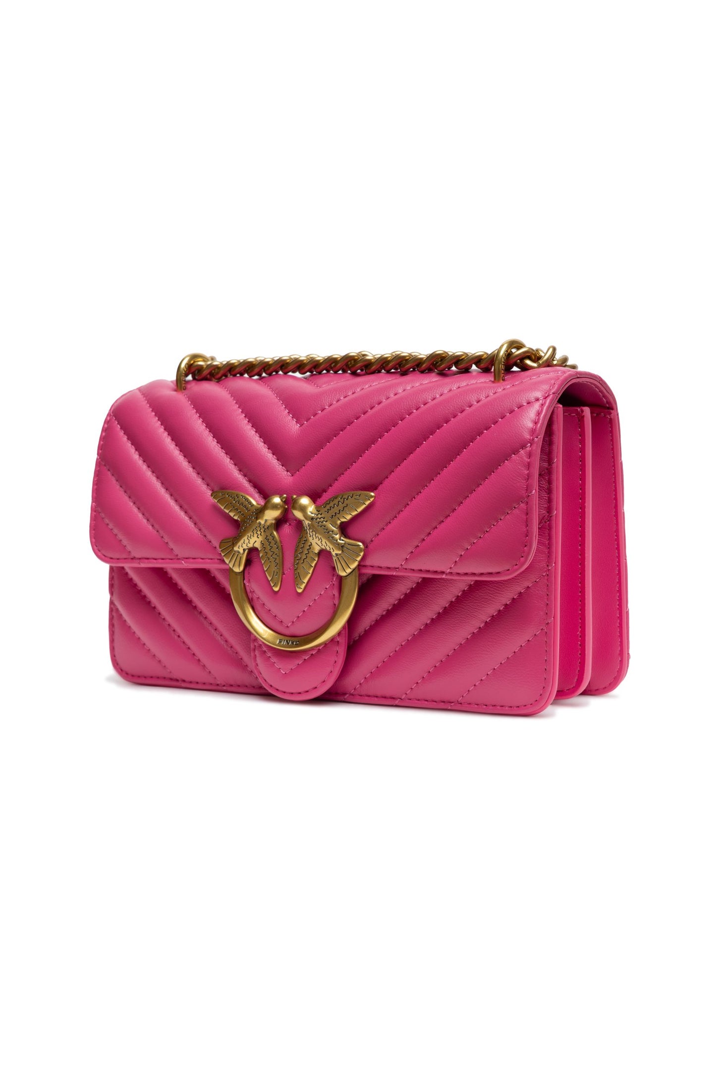 PINKO Borsa a Spalla Mini Love One in Pelle Rosa