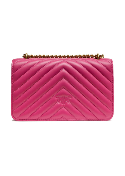 PINKO Borsa a Spalla Mini Love One in Pelle Rosa