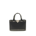 Sac à main Valentino Garavani en cuir de veau noir Bos Taurus