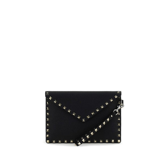 Valentino Garavani Borsa Clutch in Pelle di Vitello Nera Bos Taurus