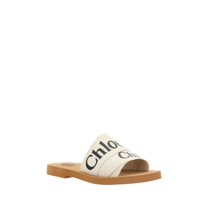 Sandali bassi Chloé in lino bianco