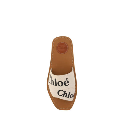 Sandali bassi Chloé in lino bianco