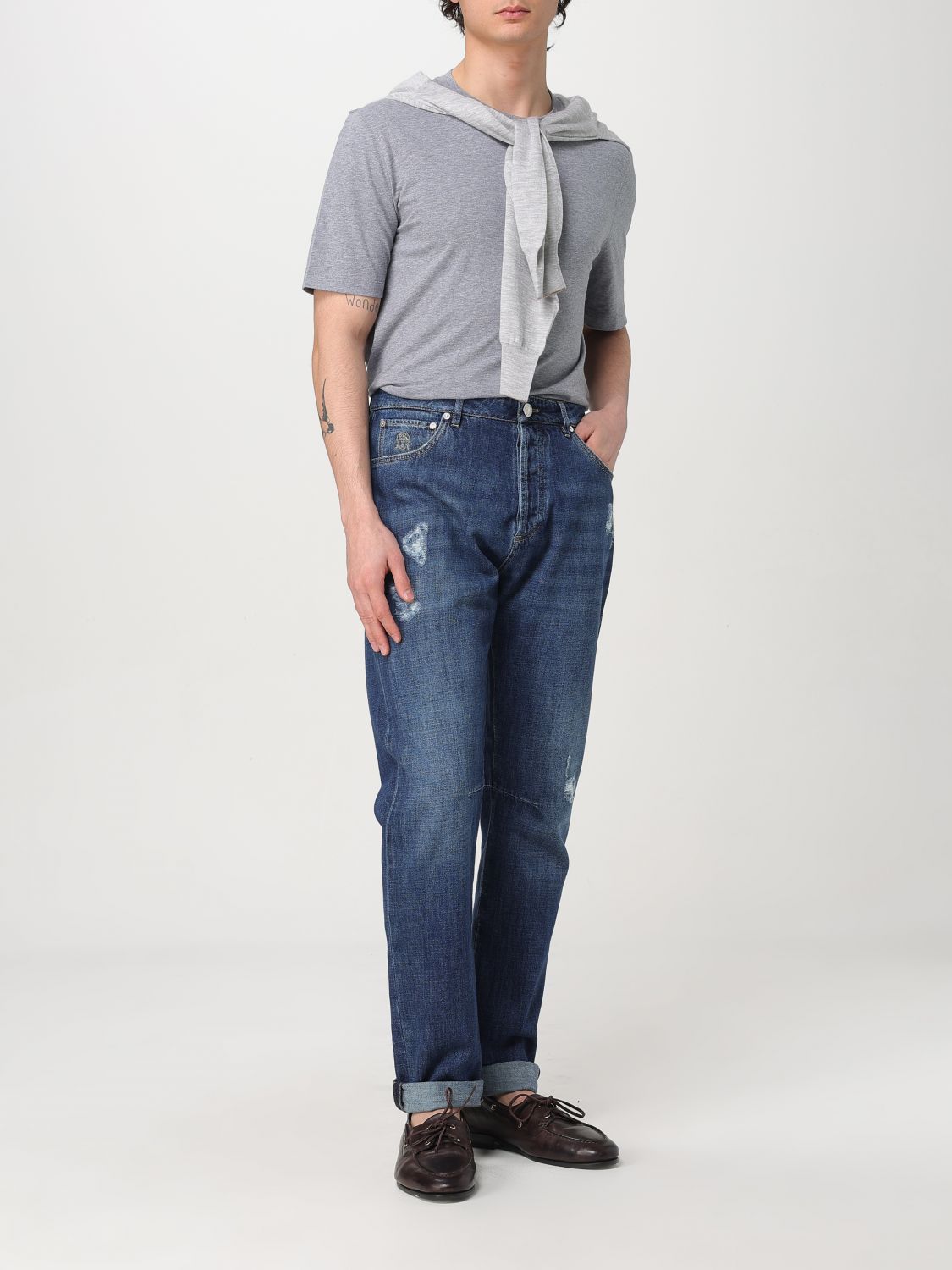 Jeans Brunello Cucinelli in Denim Blu a Gamba Dritta