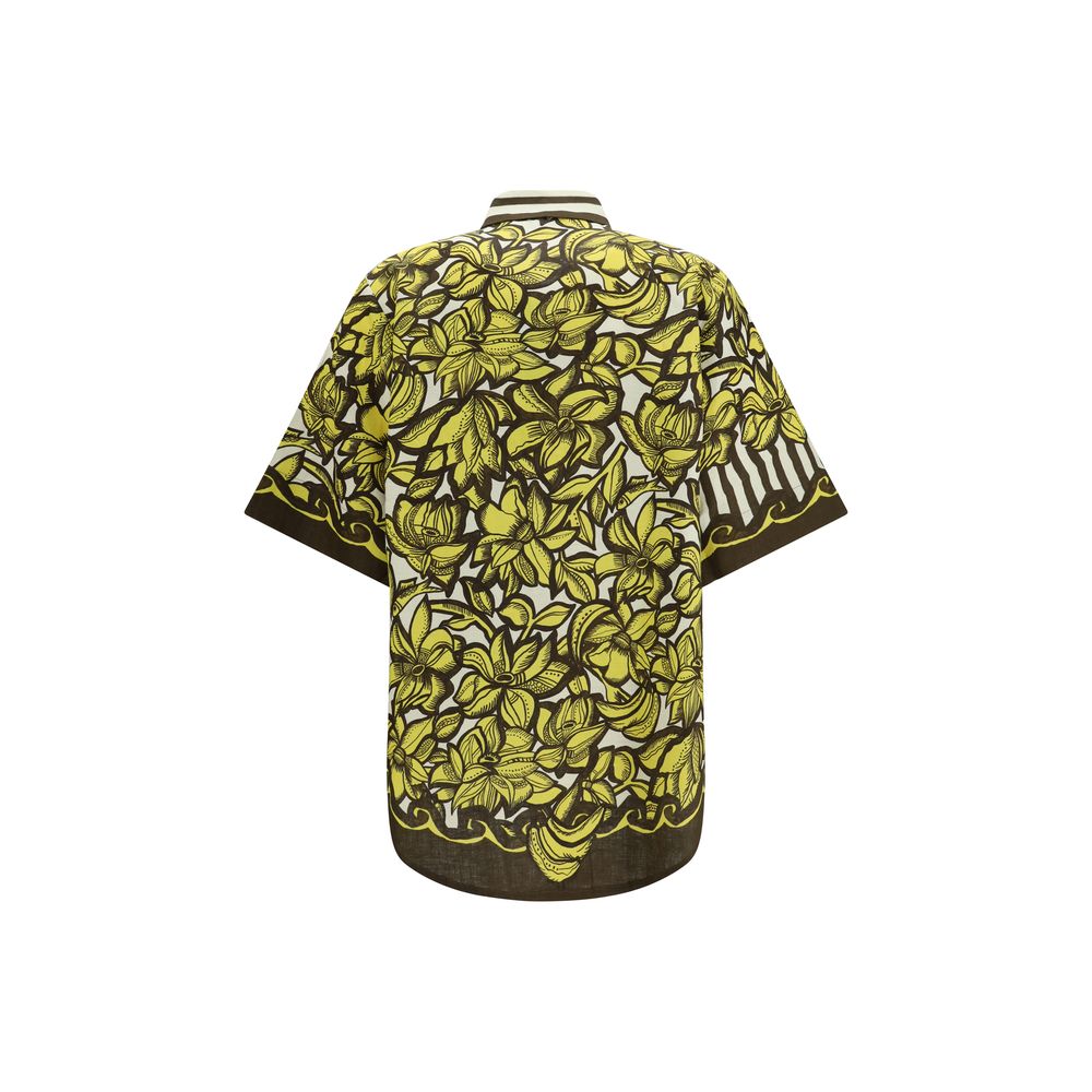 Chemise à manches courtes en chanvre multicolore Alemais