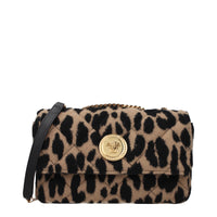 Borsa a spalla in lana marrone Versace