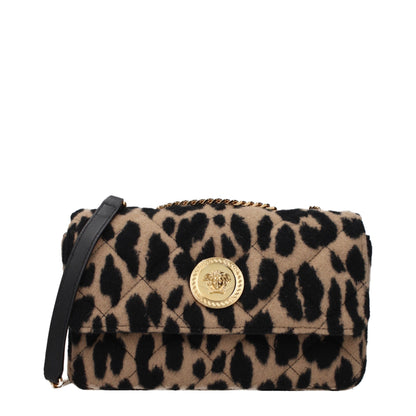 Borsa a spalla in lana marrone Versace