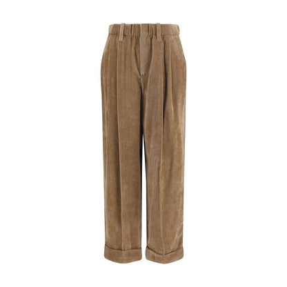 Brunello Cucinelli Pantaloni Casual Marroni in Viscosa