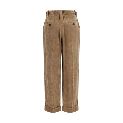 Brunello Cucinelli Pantaloni Casual Marroni in Viscosa