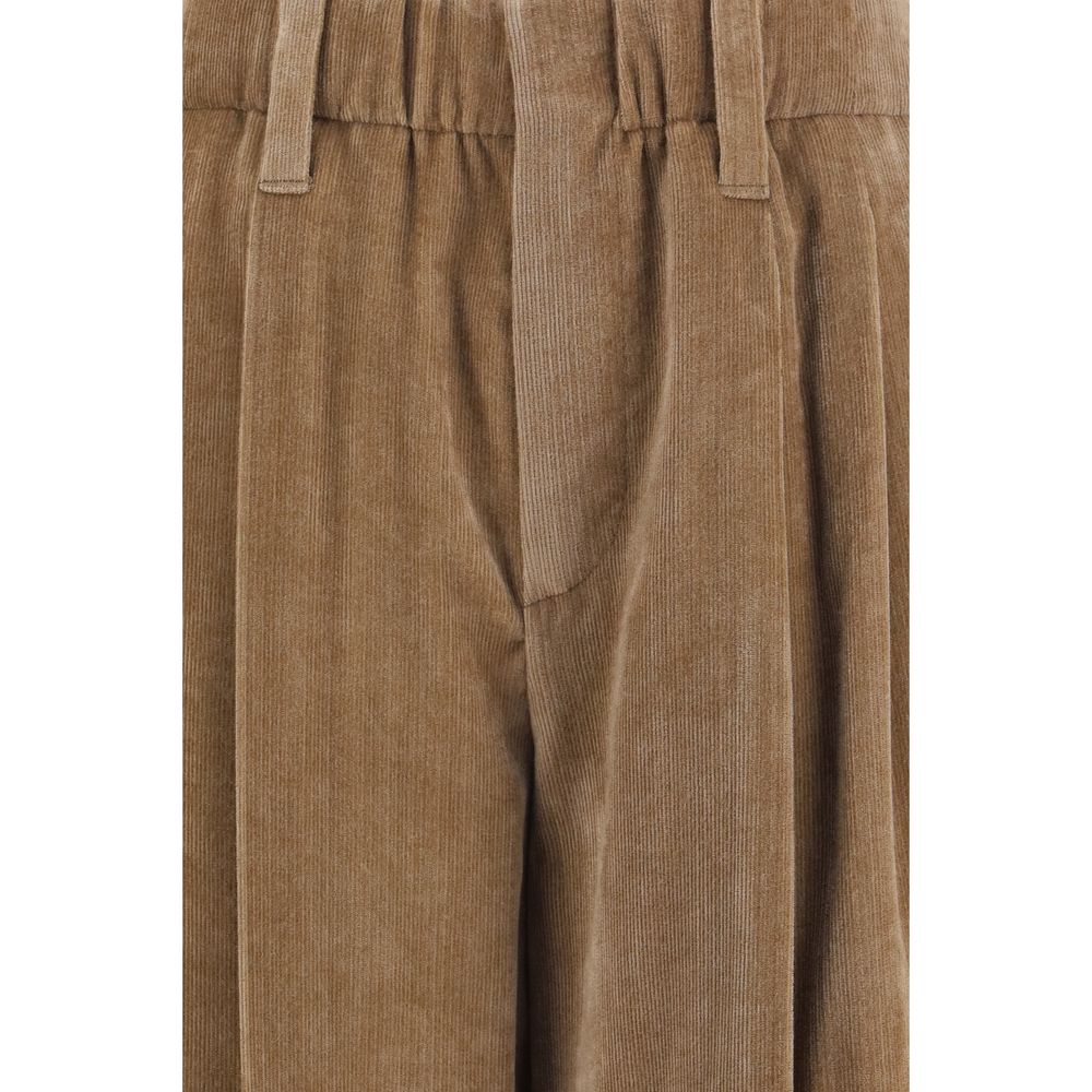 Brunello Cucinelli Pantaloni Casual Marroni in Viscosa