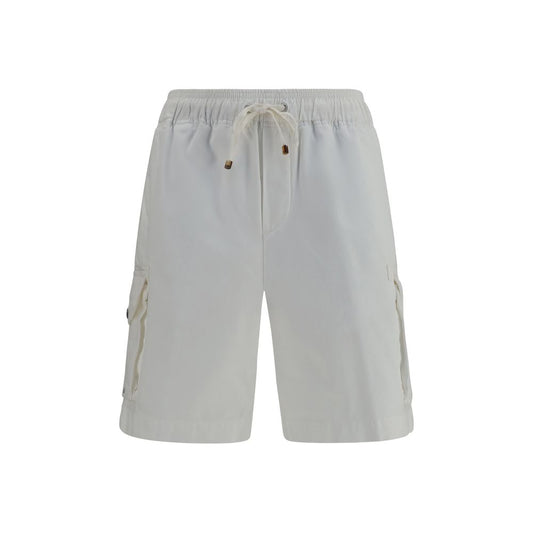 Brunello Cucinelli Pantaloncini Bermuda in Cotone Bianco
