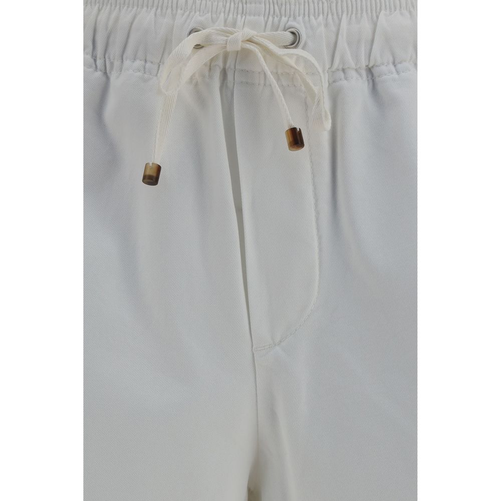 Brunello Cucinelli Pantaloncini Bermuda in Cotone Bianco