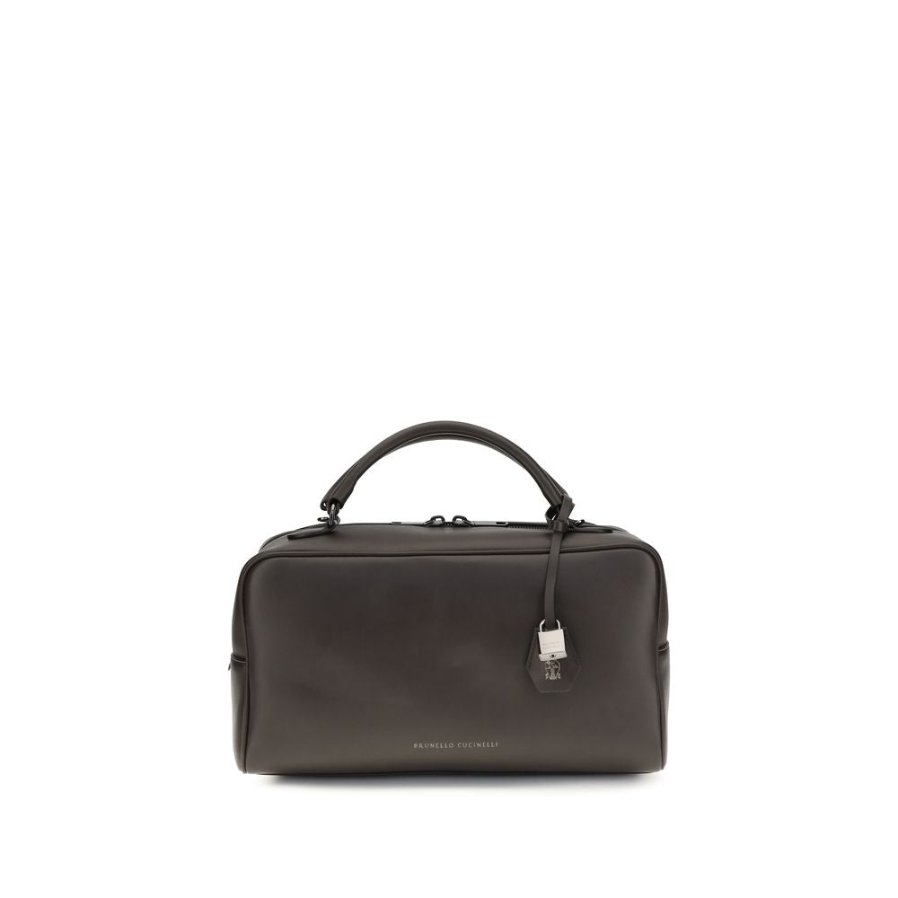 Brunello Cucinelli Borsa a Spalla in Pelle di Vitello Marrone Bos Taurus