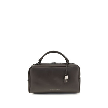 Brunello Cucinelli Borsa a Spalla in Pelle di Vitello Marrone Bos Taurus