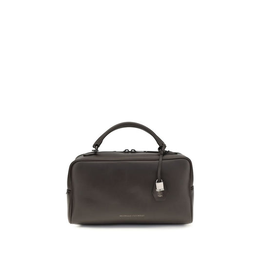 Brunello Cucinelli Borsa a Spalla in Pelle di Vitello Marrone Bos Taurus
