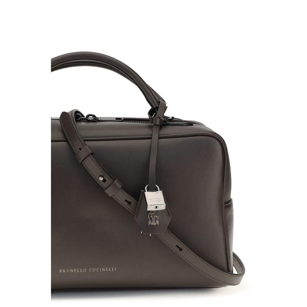 Brunello Cucinelli Borsa a Spalla in Pelle di Vitello Marrone Bos Taurus