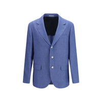 Giacca Lunga Brunello Cucinelli in Lino Blu