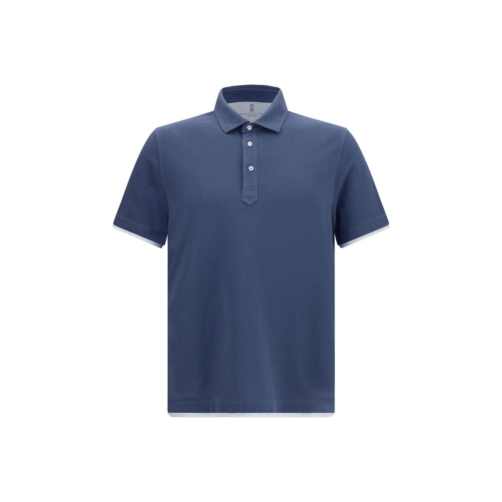 Polo Brunello Cucinelli in cotone blu