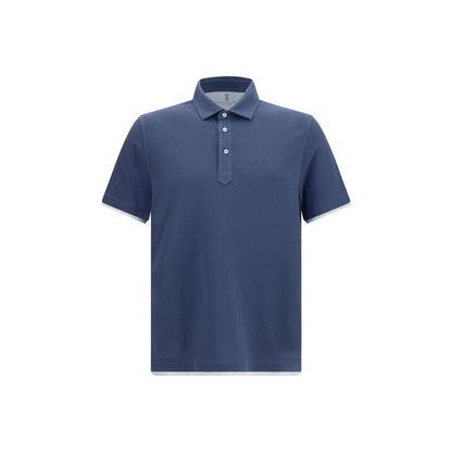Polo Brunello Cucinelli in cotone blu