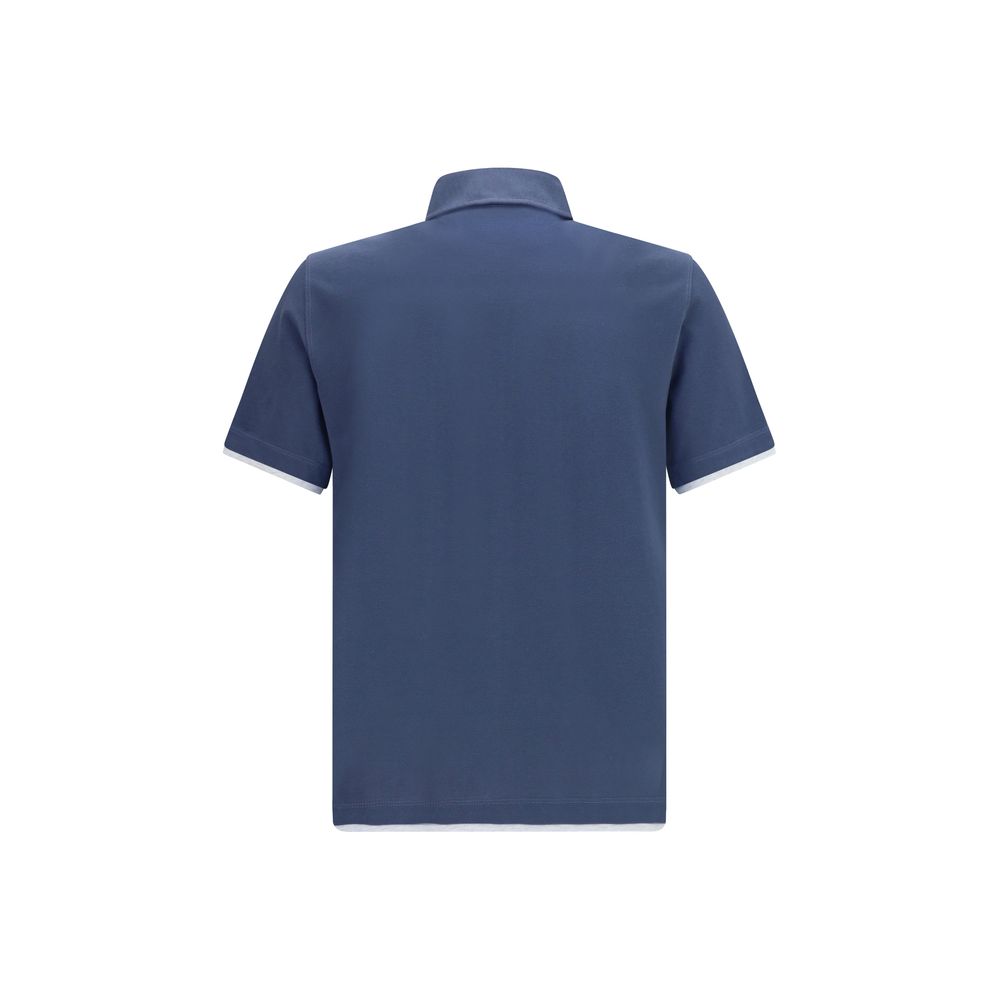 Polo Brunello Cucinelli in cotone blu