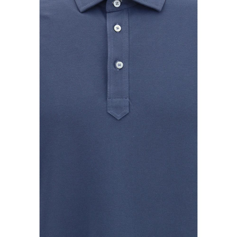 Polo Brunello Cucinelli in cotone blu