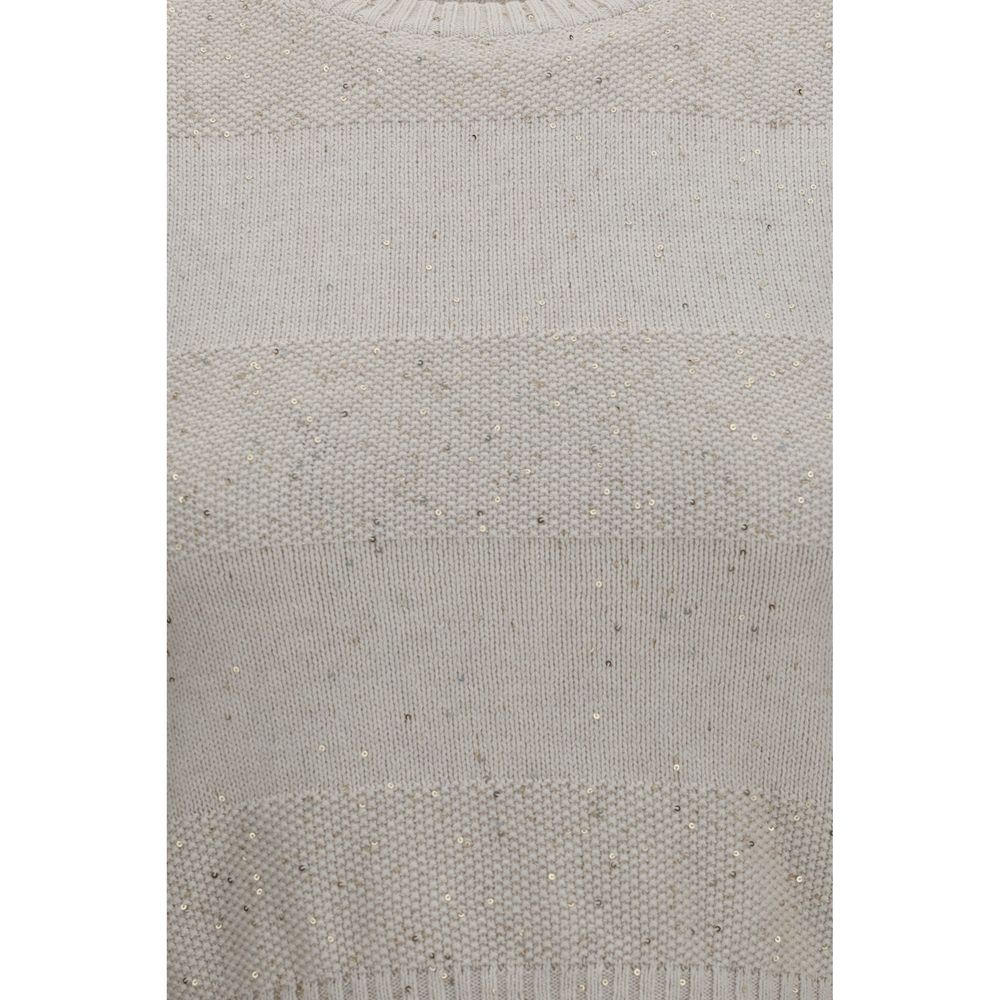Brunello Cucinelli Maglione Senza Maniche Beige in Cotone